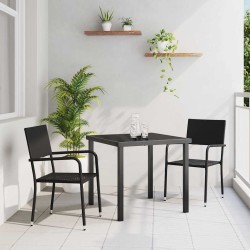 Ensemble de 3 meubles de jardin en poly rattan noir. 