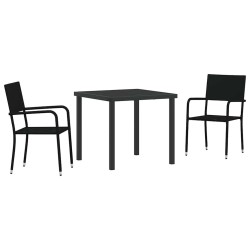 Ensemble de 3 meubles de jardin en poly rattan noir. 
