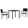 Ensemble de 3 meubles de jardin en poly rattan noir. 