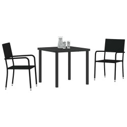 Ensemble de 3 meubles de jardin en poly rattan noir. 