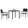 Ensemble de 3 meubles de jardin en poly rattan noir. 