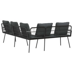 Sofa d'angle Noir 231x173x78 cm en Poly Rattan 