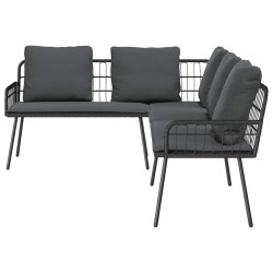 Sofa d'angle Noir 231x173x78 cm en Poly Rattan 