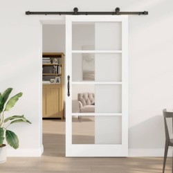 Porte coulissante avec quincaillerie 'ORKDAL'Bois blanc et verre 