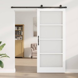 Porte coulissante avec quincaillerie 'ORKDAL'Bois blanc et verre 