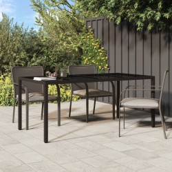 Table de jardin Marron 190x90x75 cm Verre trempé/résine tressée 