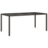Table de jardin Marron 190x90x75 cm Verre trempé/résine tressée 