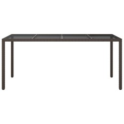 Table de jardin Marron 190x90x75 cm Verre trempé/résine tressée 
