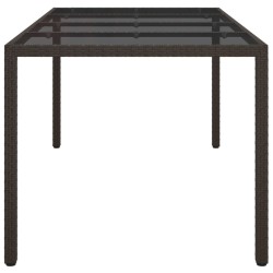 Table de jardin Marron 190x90x75 cm Verre trempé/résine tressée 