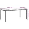 Table de jardin Marron 190x90x75 cm Verre trempé/résine tressée 