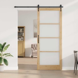Porte coulissante avec set quincaillerie 83x232 cm Bois massif en pin 