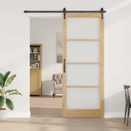 Porte coulissante avec set quincaillerie 83x232 cm Bois massif en pin 