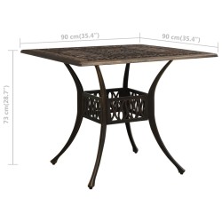 Table de jardin Bronze 90x90x73 cm Aluminium coulé 