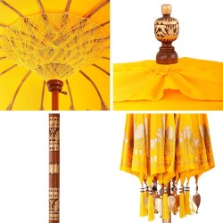 Parasol Autre Jaune x 250 cm Coton et bois massif 