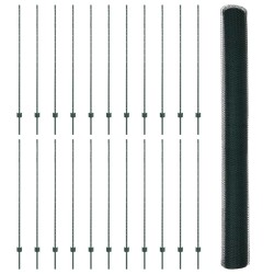 Poteaux de Clôture 11 pcs U-Channel Vert 150 cm Acier 