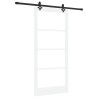 Porte coulissante avec ensemble de matériel "ORKDAL" en bois massif blanc et verre 