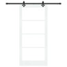 Porte coulissante avec ensemble de matériel "ORKDAL" en bois massif blanc et verre 