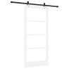 Porte coulissante avec ensemble de matériel "ORKDAL" en bois massif blanc et verre 