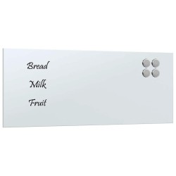 Tableau noir magnétique mural Blanc 50x20 cm Verre trempé 