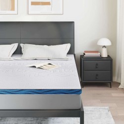 Coussins de Matelas Blanc et Bleu 200 x 200 cm 