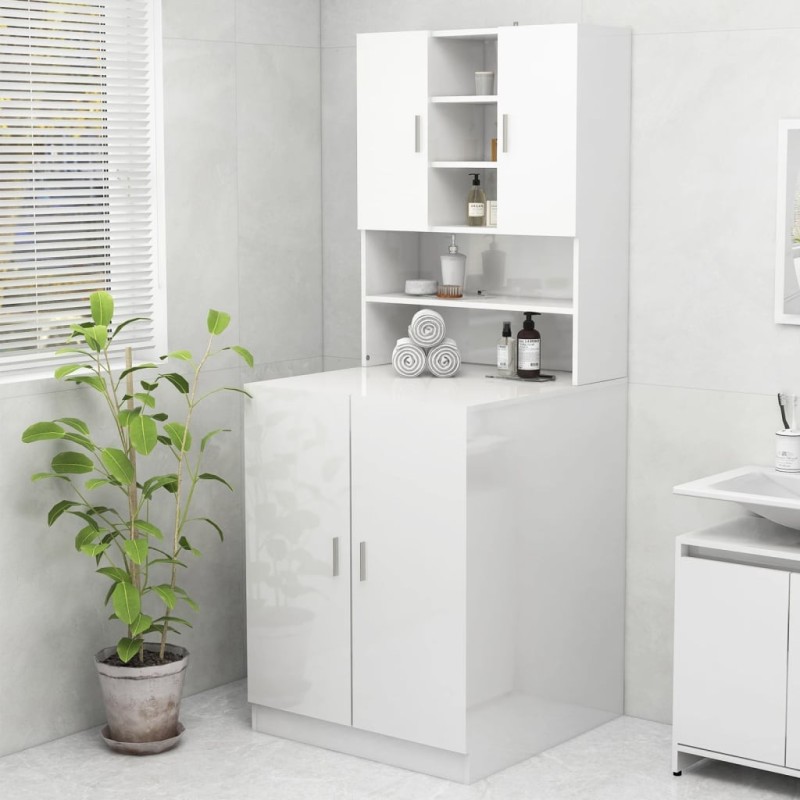 Meuble pour machine à laver Blanc brillant 