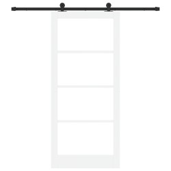 Porte coulissante avec kit de quincaillerie 'ORKDAL'Bois massif blanc & verre 