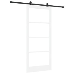 Porte coulissante avec kit de quincaillerie 'ORKDAL'Bois massif blanc & verre 