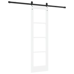 Porte Coulissante avec Ensemble de Matériel Blanc 61x198,5 cm Bois Massif Pin 