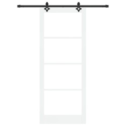 Porte coulissante avec matériel 'ORKDAL'Bois blanc solide et verre 