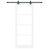 Porte coulissante avec matériel 'ORKDAL'Bois blanc solide et verre 