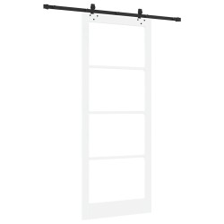 Porte coulissante avec matériel 'ORKDAL'Bois blanc solide et verre 