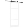 Porte coulissante avec matériel 'ORKDAL'Bois blanc solide et verre 