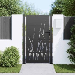 Porte de Jardin Noir 105 x 175 cm Acier peint par poudre 