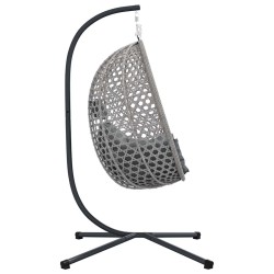 Panier à œuf suspendu avec support en poly rotin gris. 