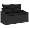 Ensemble de canapé de jardin 4 pièces avec coussins Noir Rattan Poly 