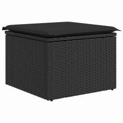 Ensemble de canapé de jardin 4 pièces avec coussins Noir Rattan Poly 
