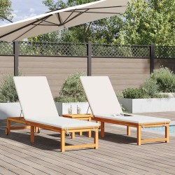 Chaises longues 2 pcs Bois massif d'acacia 