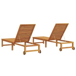 Chaises longues 2 pcs Bois massif d'acacia 