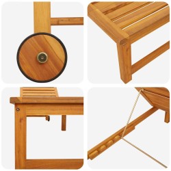 Chaises longues 2 pcs Bois massif d'acacia 