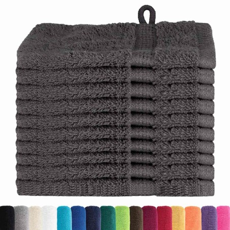Gants de toilette 10 pcs Anthracite 15 x 21 cm Coton 