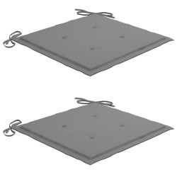 Chaises de jardin lot de 2 et coussins gris Bois de teck massif 