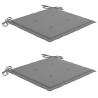 Chaises de jardin lot de 2 et coussins gris Bois de teck massif 