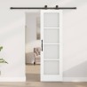Porte coulissante avec quincaillerie 'ORKDAL'Bois massif blanc & Verre 