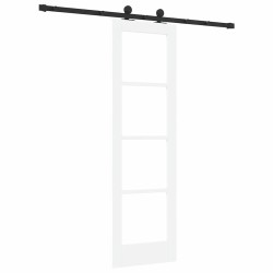 Porte coulissante avec quincaillerie 'ORKDAL'Bois massif blanc & Verre 