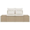 Canapé de jardin 2 places avec coussins en poly rotin beige 