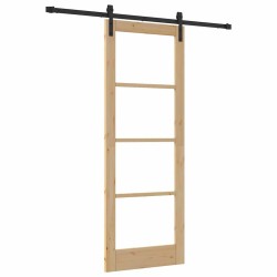 Porte coulissante avec quincaillerie 'ORKDAL'en bois et verre massif 