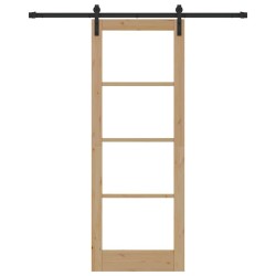 Porte coulissante avec quincaillerie 'ORKDAL'en bois et verre massif 