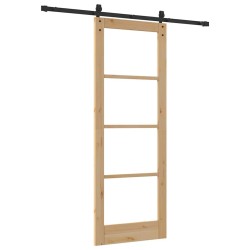 Porte coulissante avec quincaillerie 'ORKDAL'en bois et verre massif 