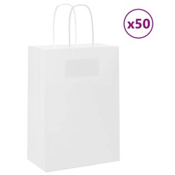 Sacs en papier 50 pcs avec poignées blanc 15x8x21 cm 