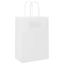 Sacs en papier 50 pcs avec poignées blanc 15x8x21 cm 